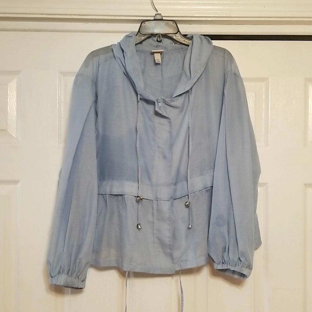 Light Blue Silky Drawstring Hoodie XXL